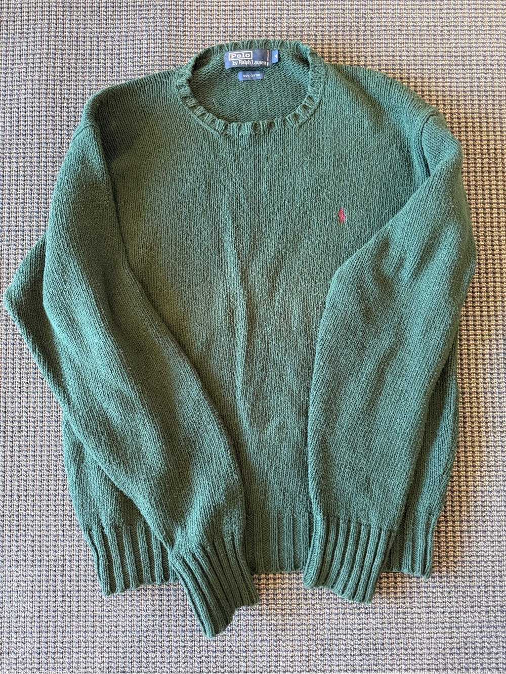 Vintage Polo by Ralph Lauren Green Cotton Crewneck Sweater